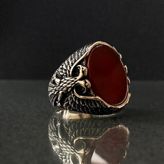 Albanian Eagle Double Head Eagle 925 Solid Silver Ring