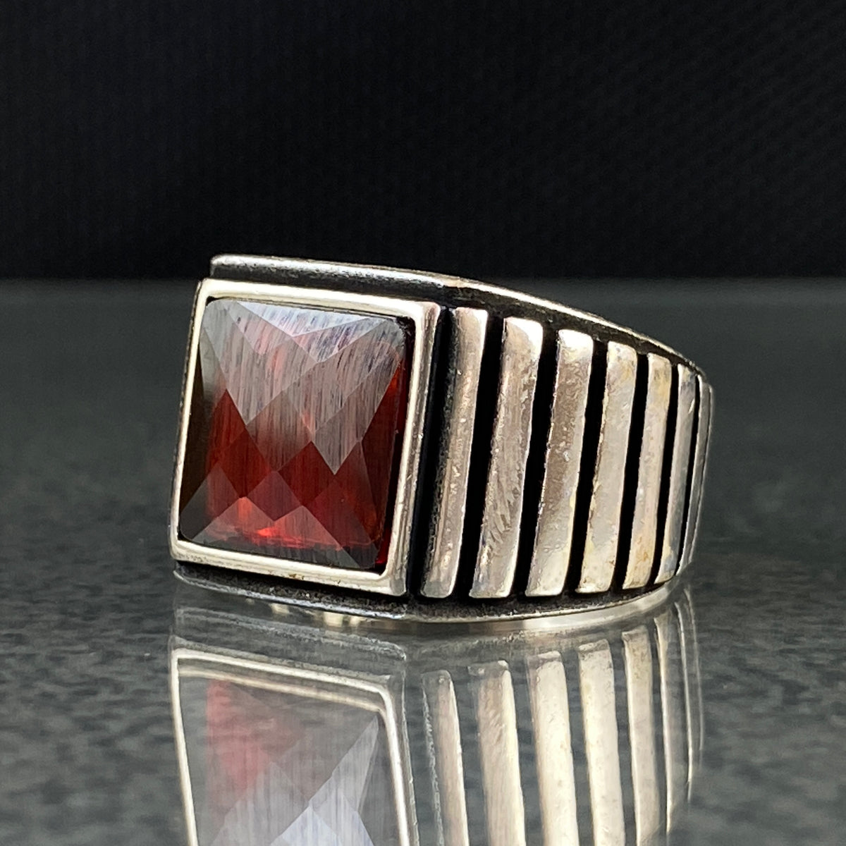 Red Ruby Stone 925 Sterling Silver Handmade Men Ring