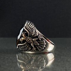 Albania Eagle 925 Silver Men Ring