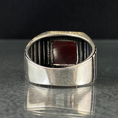 Red Ruby Stone 925 Sterling Silver Handmade Men Ring