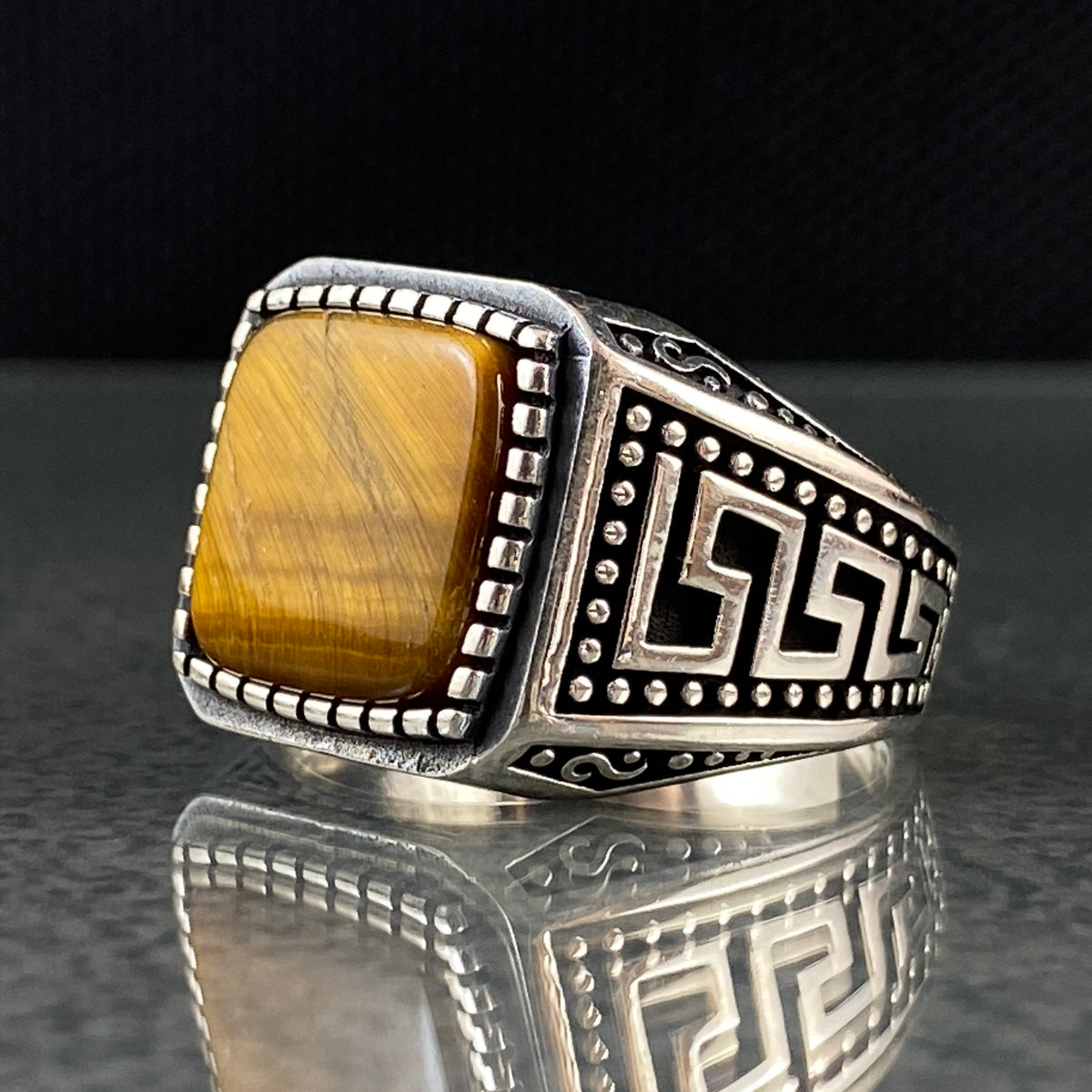 Brown Tiger Eye Stone 925 Sterling Silver Handmade Men Ring