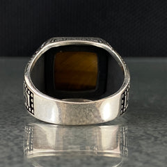 Brown Tiger Eye Stone 925 Sterling Silver Handmade Men Ring