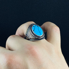 925 Silver Turquoise Stone Men Ring