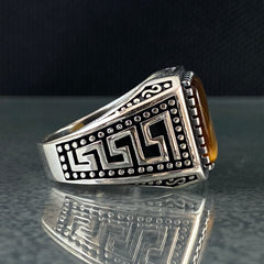 Brown Tiger Eye Stone 925 Sterling Silver Handmade Men Ring