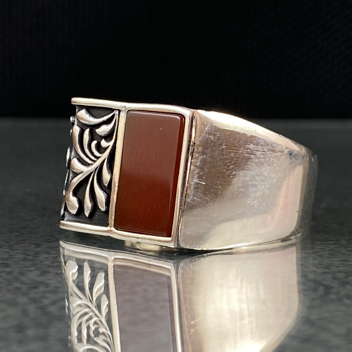 Red Agate Stone 925 Sterling Silver Handmade Men Ring