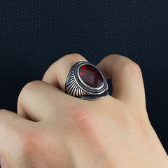 Ruby Gemstone 925 Silver Men Ring