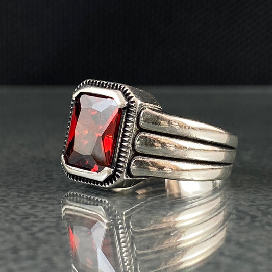 Ruby Stone 925 Sterling Silver Handmade Men Ring