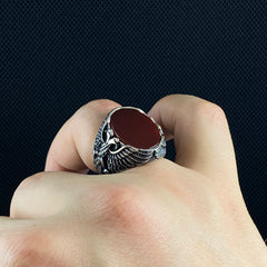 Albanian Eagle Double Head Eagle 925 Solid Silver Ring