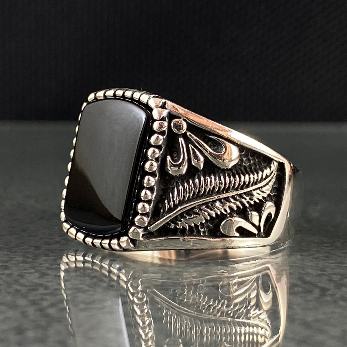 Black Onyx Stone 925 Sterling Silver Handmade Men Ring