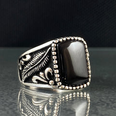 Black Onyx Stone 925 Sterling Silver Handmade Men Ring