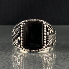 Black Onyx Stone 925 Sterling Silver Handmade Men Ring