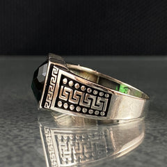 Pimky Emerald Stone 925 Sterling Silver Handmade Men Ring