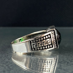 Pimky Emerald Stone 925 Sterling Silver Handmade Men Ring