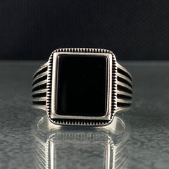 Black Onyx Stone 925 Sterling Silver Handmade Men Ring