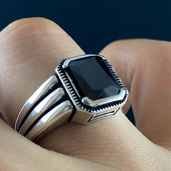 Black Onyx Stone 925 Sterling Silver Handmade Men Ring