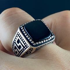 Black Onyx Stone 925 Solid Silver Handmade Men Ring