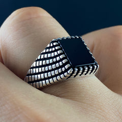 Black Onyx Stone 925 Sterling Silver Men Handmade Ring