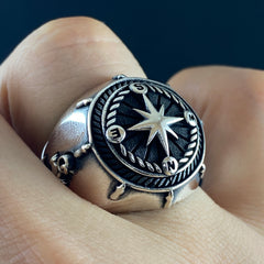 Compass 925 Sterling Silver Ring, Gift For Sailor