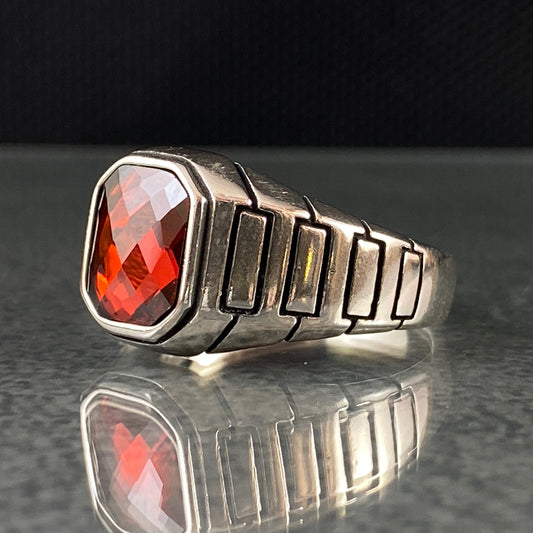 Red Ruby Stone 925 Sterling Silver Handmade Men Ring