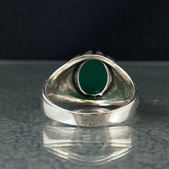 Anillo de plata maciza de piedra esmeralda 925, anillo de piedra preciosa esmeralda verde 