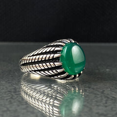 Anillo de plata maciza de piedra esmeralda 925, anillo de piedra preciosa esmeralda verde 