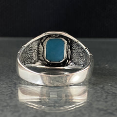 Minimalist Turquoise Stone 925 Sterling Silver Handmade Ring