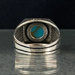 Original 925 Sterling Silver Turquoise Stone Men Ring