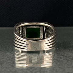 Anillo de plata maciza de piedra esmeralda 925, anillo de piedra preciosa esmeralda verde 