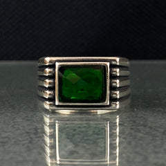 Anillo de plata maciza de piedra esmeralda 925, anillo de piedra preciosa esmeralda verde 