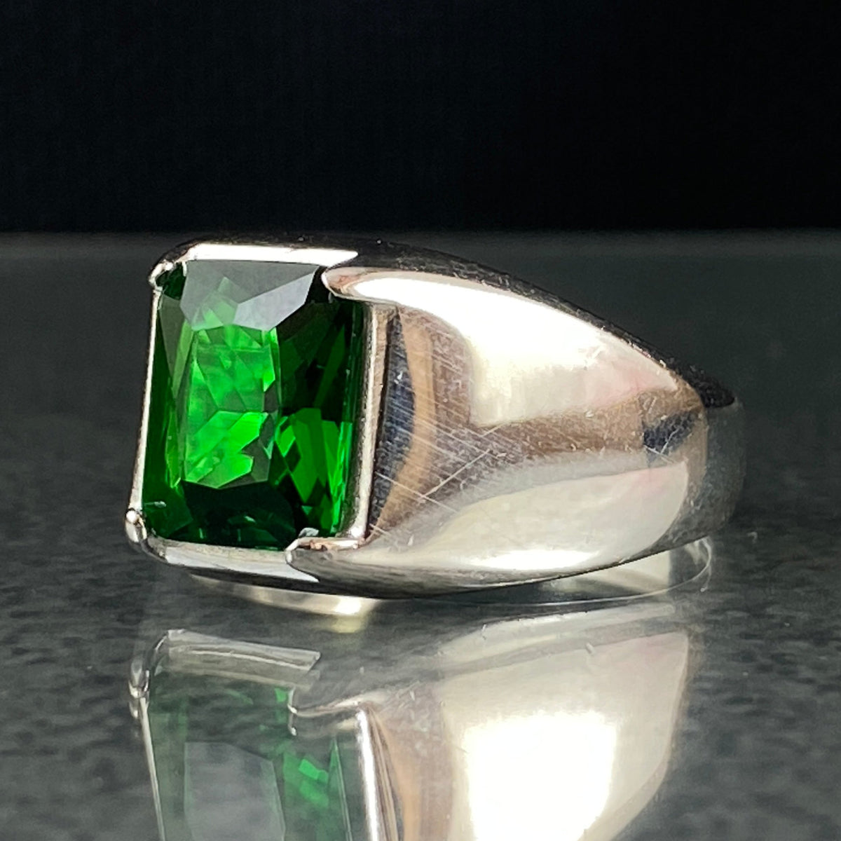 Classic Emerald Stone 925 Sterling Silver Handmade Men Ring