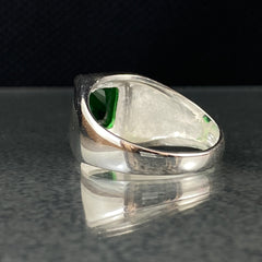 Anillo de plata maciza de piedra esmeralda 925, anillo de piedra preciosa esmeralda verde 