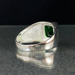 Anillo de plata maciza de piedra esmeralda 925, anillo de piedra preciosa esmeralda verde 