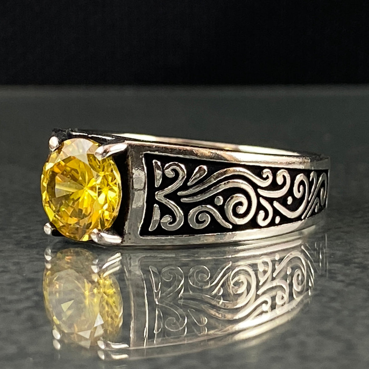 Yellow Citrine Stone 925 Sterling Silver Handmade Ring