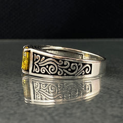 Yellow Citrine Stone 925 Sterling Silver Handmade Ring