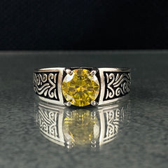 Yellow Citrine Stone 925 Sterling Silver Handmade Ring