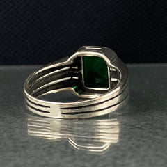 Pinky Green Emerald Stone 925 Solid Silver Handmade Ring