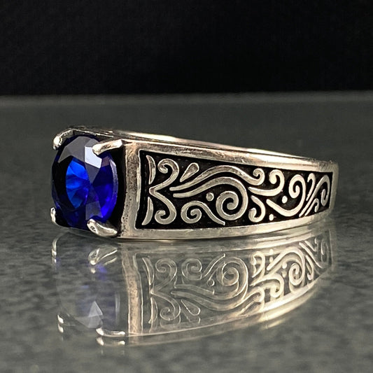 Minimalist Sapphire Stone 925 Sterling Silver Handmade Ring