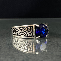 Minimalist Sapphire Stone 925 Sterling Silver Handmade Ring