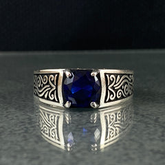 Minimalist Sapphire Stone 925 Sterling Silver Handmade Ring