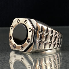 Black Onyx Stone 925 Sterling Silver Handmade Men Ring