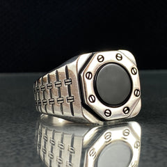 Black Onyx Stone 925 Sterling Silver Handmade Men Ring