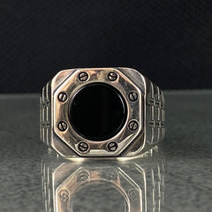 Black Onyx Stone 925 Sterling Silver Handmade Men Ring