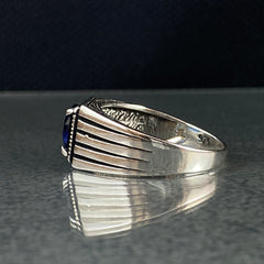 Pinky Sapphire Stone 925 Sterling Silver Handmade Men Ring