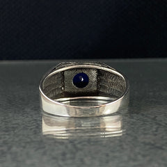 Pinky Sapphire Stone 925 Sterling Silver Handmade Men Ring