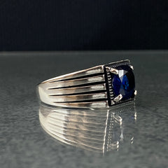 Pinky Sapphire Stone 925 Sterling Silver Handmade Men Ring