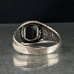 Minimalist Onyx Gemstone 925 Solid Silver Handmade Men Ring