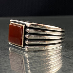 Red Agate Gemstone 925 Solid Silver Handmade Men Ring