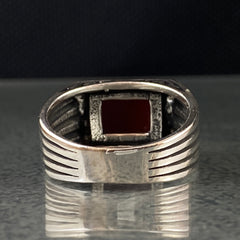 Red Agate Gemstone 925 Solid Silver Handmade Men Ring