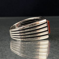 Red Agate Gemstone 925 Solid Silver Handmade Men Ring