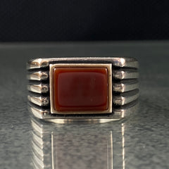 Red Agate Gemstone 925 Solid Silver Handmade Men Ring